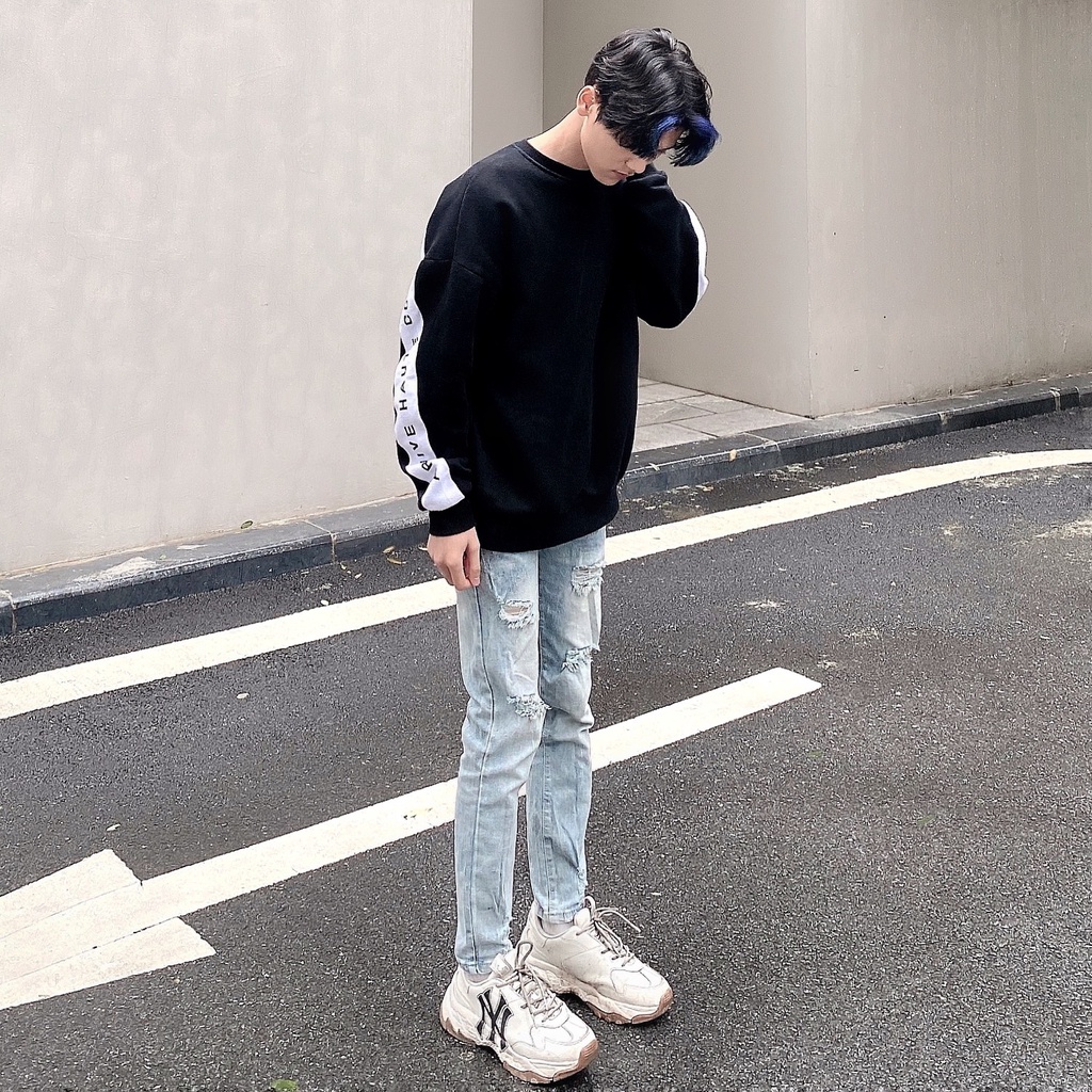 Quần jean nam rách ✔️ màu xanh nhạt ✔️Hình thật