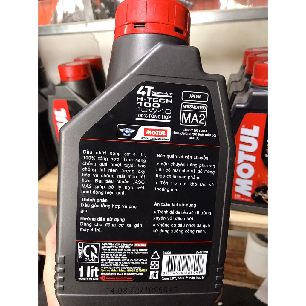 [FREESHIP] Nhớt Motul HTech H-Tech 100 4T 10W40 H tech