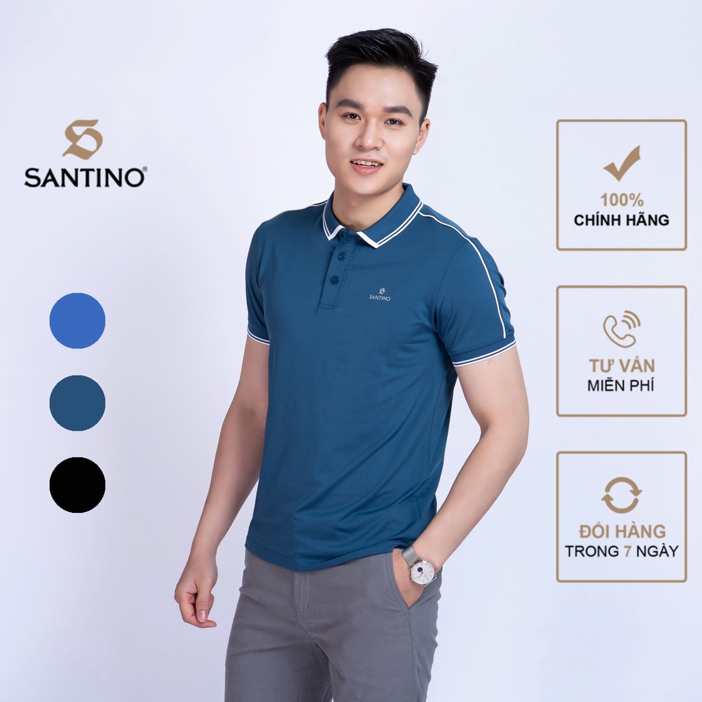 Áo Polo thể thao nam Vải Cá Sấu SANTINO cao cấp chống nhăn, form ôm nhẹ, thích hợp giặt máy, kháng tia UV - B858