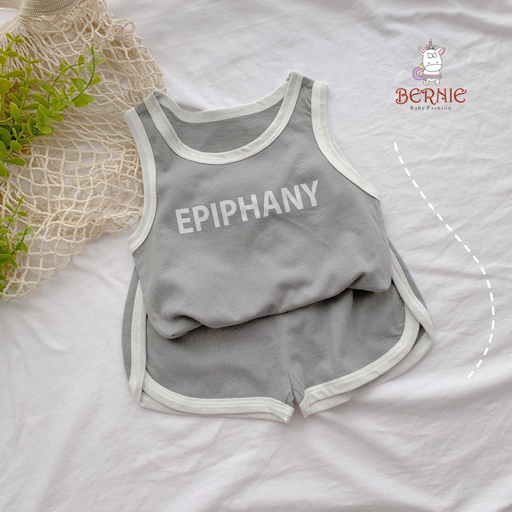 Bộ ba lỗ unisex thể thao cho bé, bộ thun không tay cotton mềm trơn màu