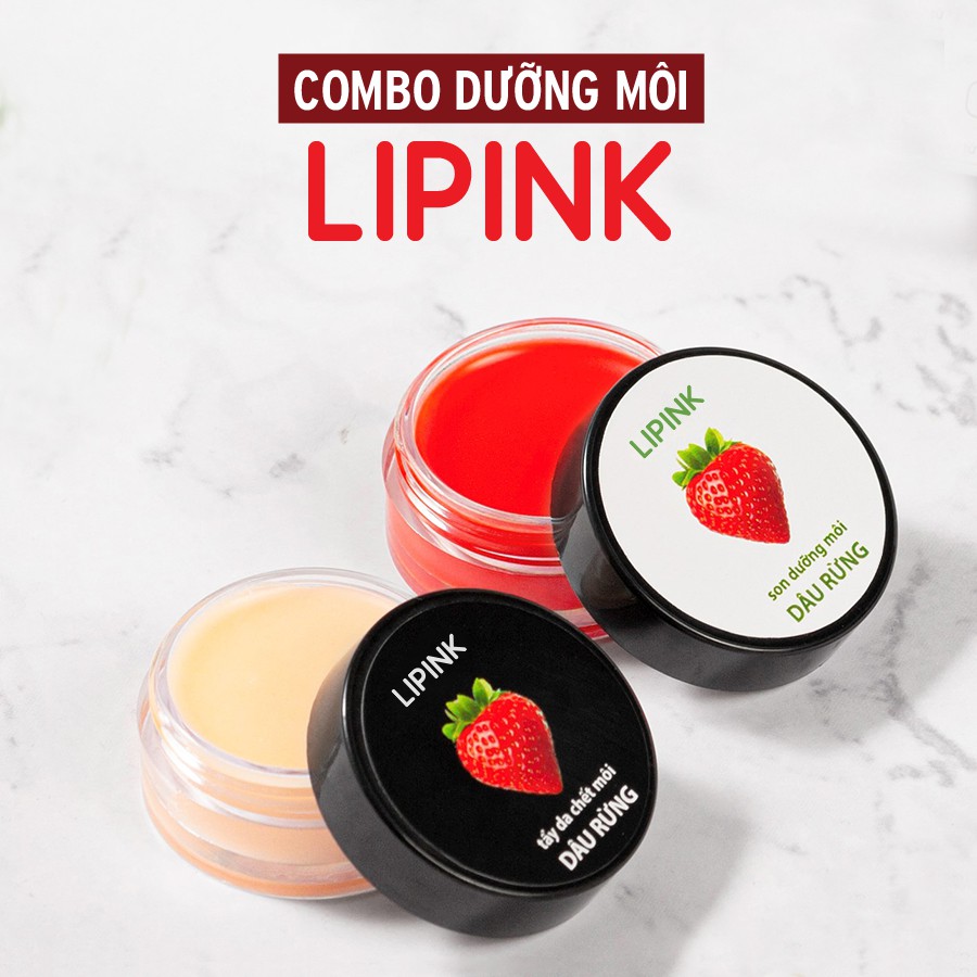 Combo dưỡng môi và tẩy tế bào chết môi LIPINK Dâu rừng - Dưỡng môi hồng hào, loại bỏ bong tróc, thâm sạm - Vườn Mỹ Phẩm