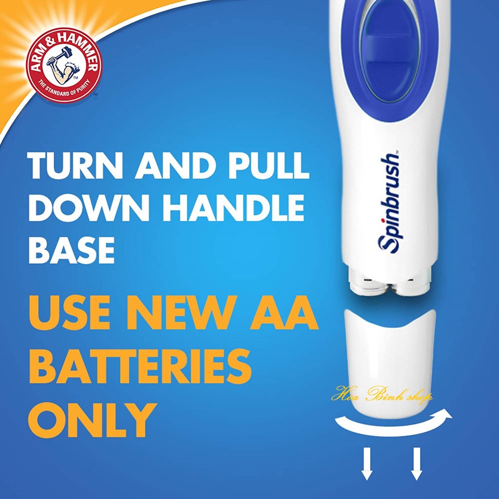 Bàn chải đánh răng cao cấp chạy pin Arm &amp; Hammer Spinbrush Pro Clean Dual Action Battery Toothbrush (Hàng Store Mỹ)