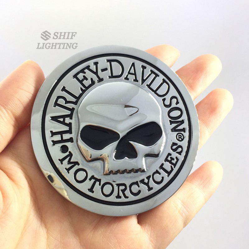 Logo đầu lâu bằng kim loại dán xe Harley Davidson