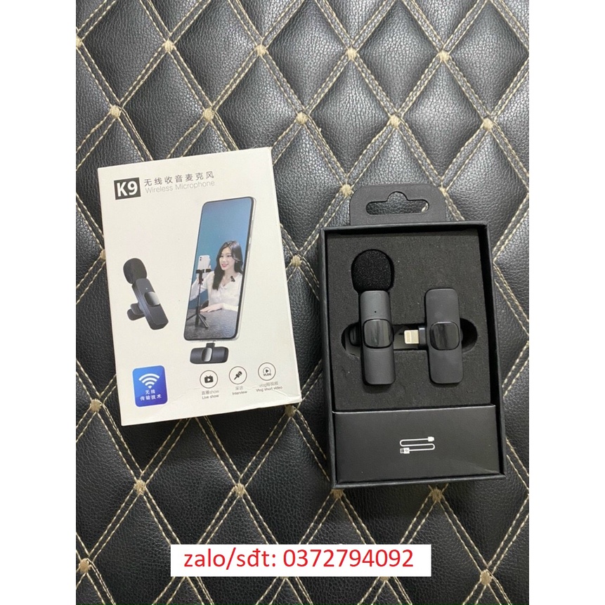[Siêu Hot] Micro không dây cài áo K9 lọc tiếng ồn thu âm chuyên nghiệp cho máy iphone