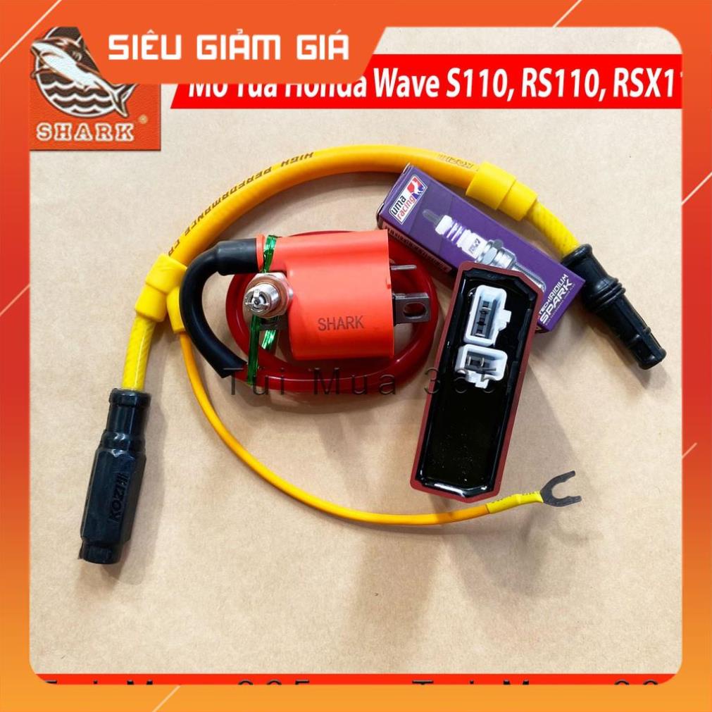Combo Độ dàn lửa IC, Mobin Sườn Shark, Bugi Uma, dây tăng áp Mở Tua Honda Wave S110, RS110, RSX110 chính hãng