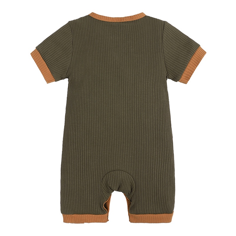 Áo Liền Quần Tay Ngắn Màu Trơn Bằng Vải Cotton Cho Bé Trai Và Gái Sơ Sinh 0-24 Tháng Tuổi
