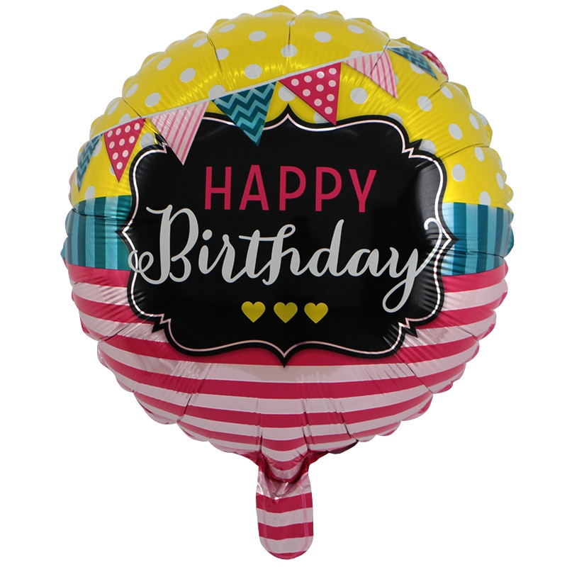 Bong Bóng Chữ Happy Birthday 18 inch Màu Đen Hồng Dùng Trang Trí Tiệc Sinh Nhật 14 Màu Tùy Chọn
