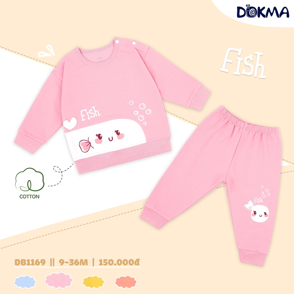 Bộ dài tay cài vai bé trai bé gái Dokma - chất cotton cao cấp siêu mềm mịn, co giãn, thấm hút tốt