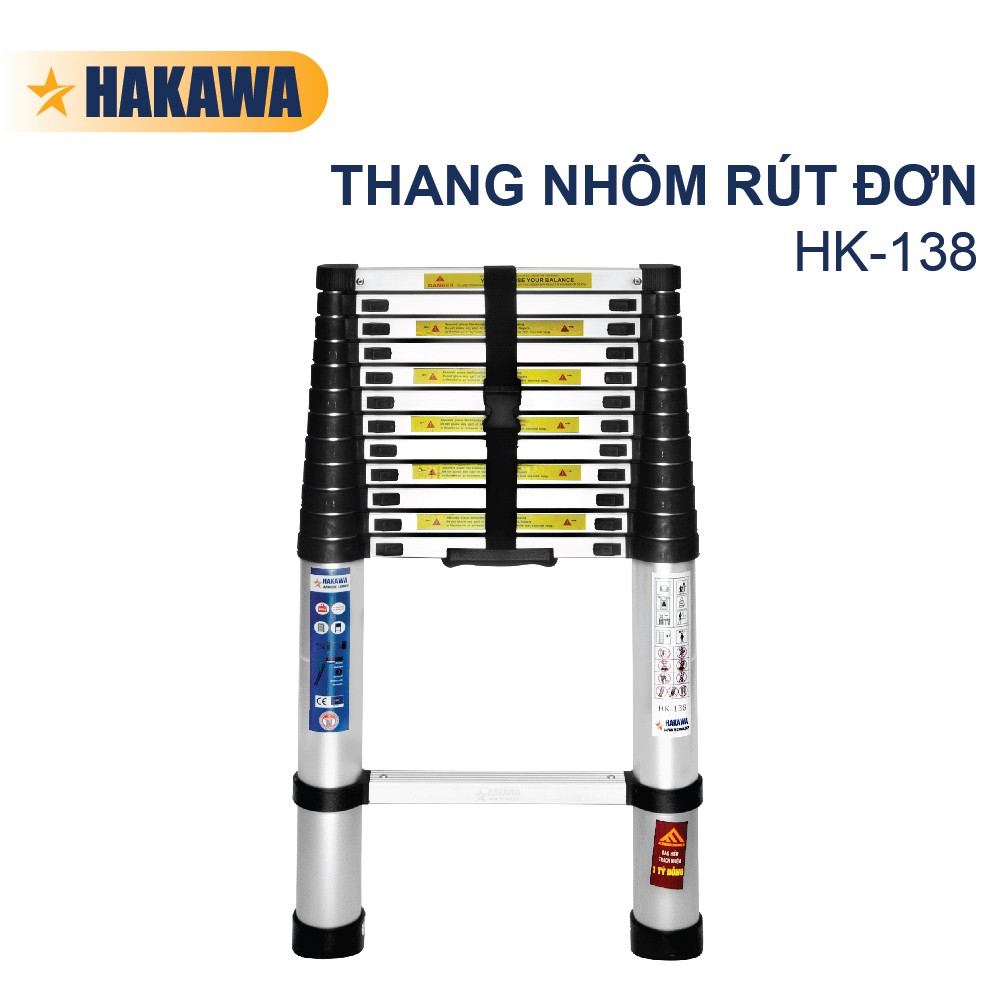 Thang nhôm rút đơn HAKAWA - HK-138 - Sản phẩm chính hãng - Bảo hành 2 năm