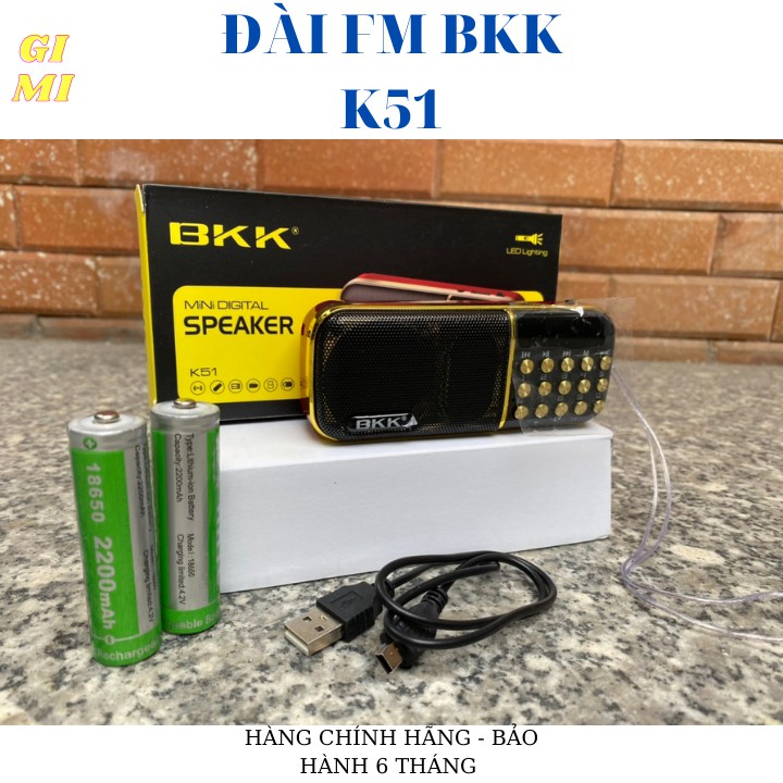 ĐÀI FM BKK K-51 ĐÈN LED ĐỌC ÚB, THẺ NHỚ
