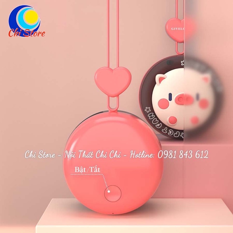 Quạt Mini Cầm Tay Hình Thú Ngộ Nghĩnh, Quạt Tích Điện Đeo Cổ Cho Bé Siêu Xinh