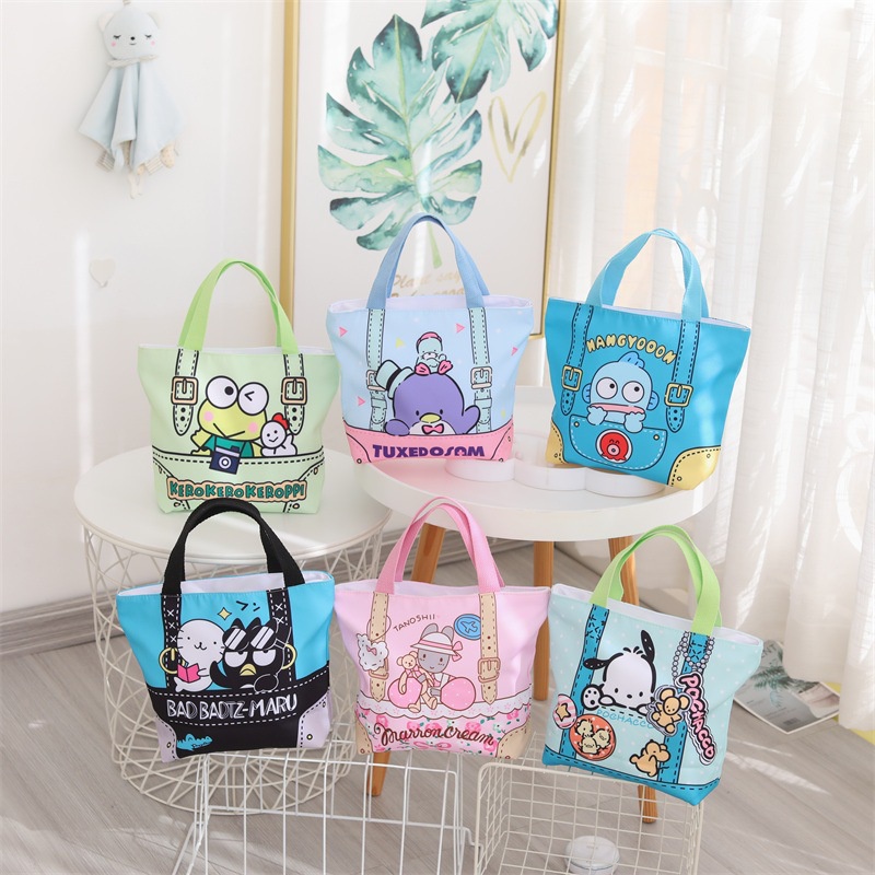 Sanrio Kuromi Túi Đựng Cơm Trưa Vải Canvas Có Tay Cầm Họa Tiết Melody Cinnamon Hoạt Hình Pachacco Sành Điệu Cho Học Sinh