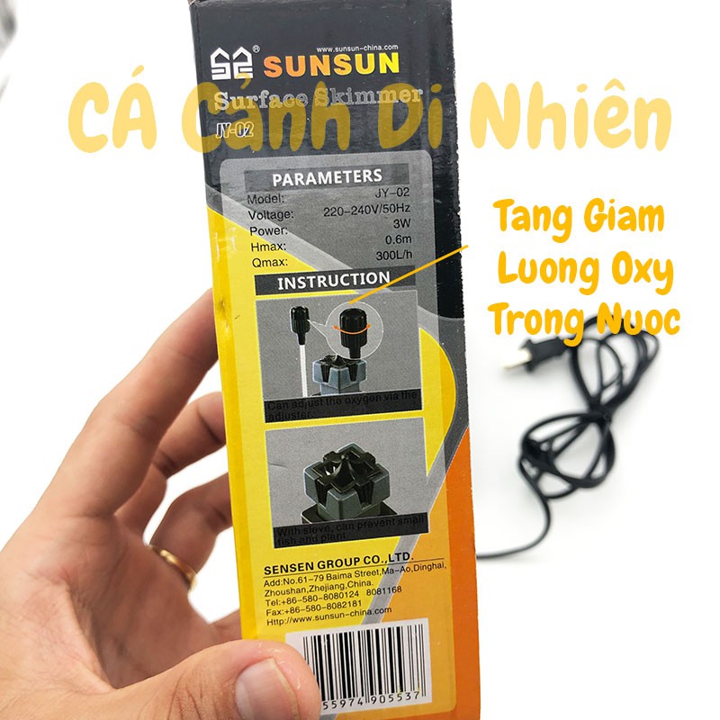 Lọc váng mặt nước SunSun JY-02 cho hồ cá thủy sinh 3W - Lọc mặt hồ JY02