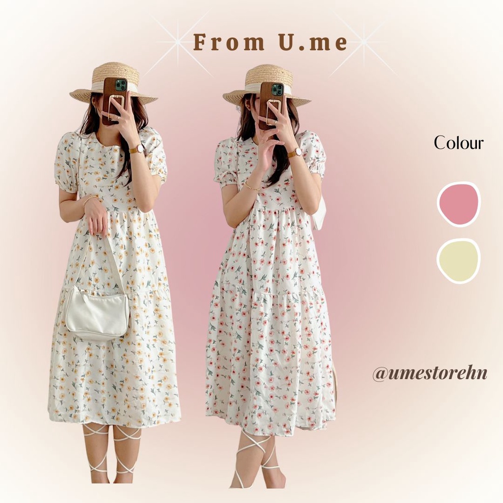 Váy xuông babydoll hoa nhí chất voan mềm mịn 2 lớp dày dặn Váy đầm Hàn Quốc đi học, đi làm, dạo phố