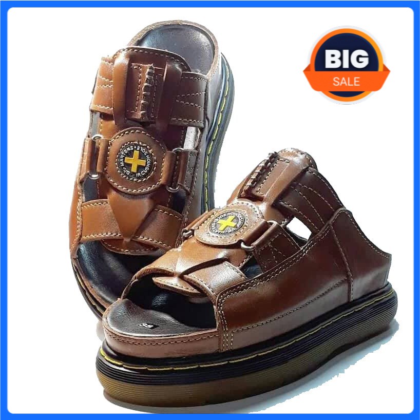 Dép Nam quai ngang Doctor Dr.Martens da bò cao cấp hàng VNSX -Đế Lót Da Bò- Mã D1
