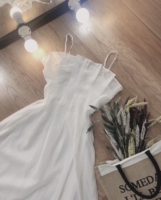 [kem hinh that] đầm 2 dây xếp ly siêu xinh | BigBuy360 - bigbuy360.vn