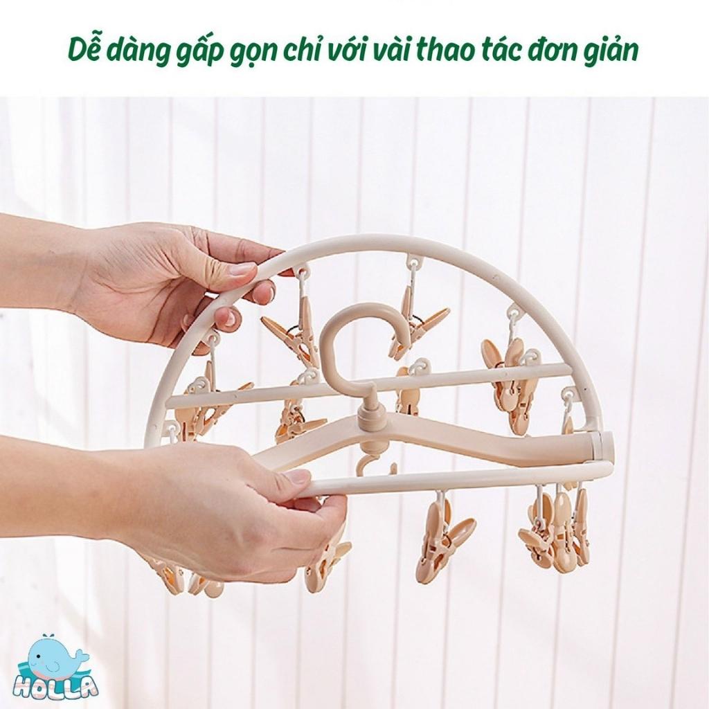 Móc Chùm Nhựa Holla Mắc Trùm Phơi Quần Áo Nhỏ, Tất, Đồ Em Bé Trẻ Sơ Sinh Đa Năng 24 kẹp, 32 Kẹp