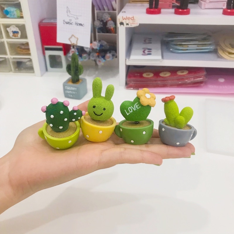 Set 4 Tượng Xương Rồng Lò Xo Đáng Yêu ~5,5cm