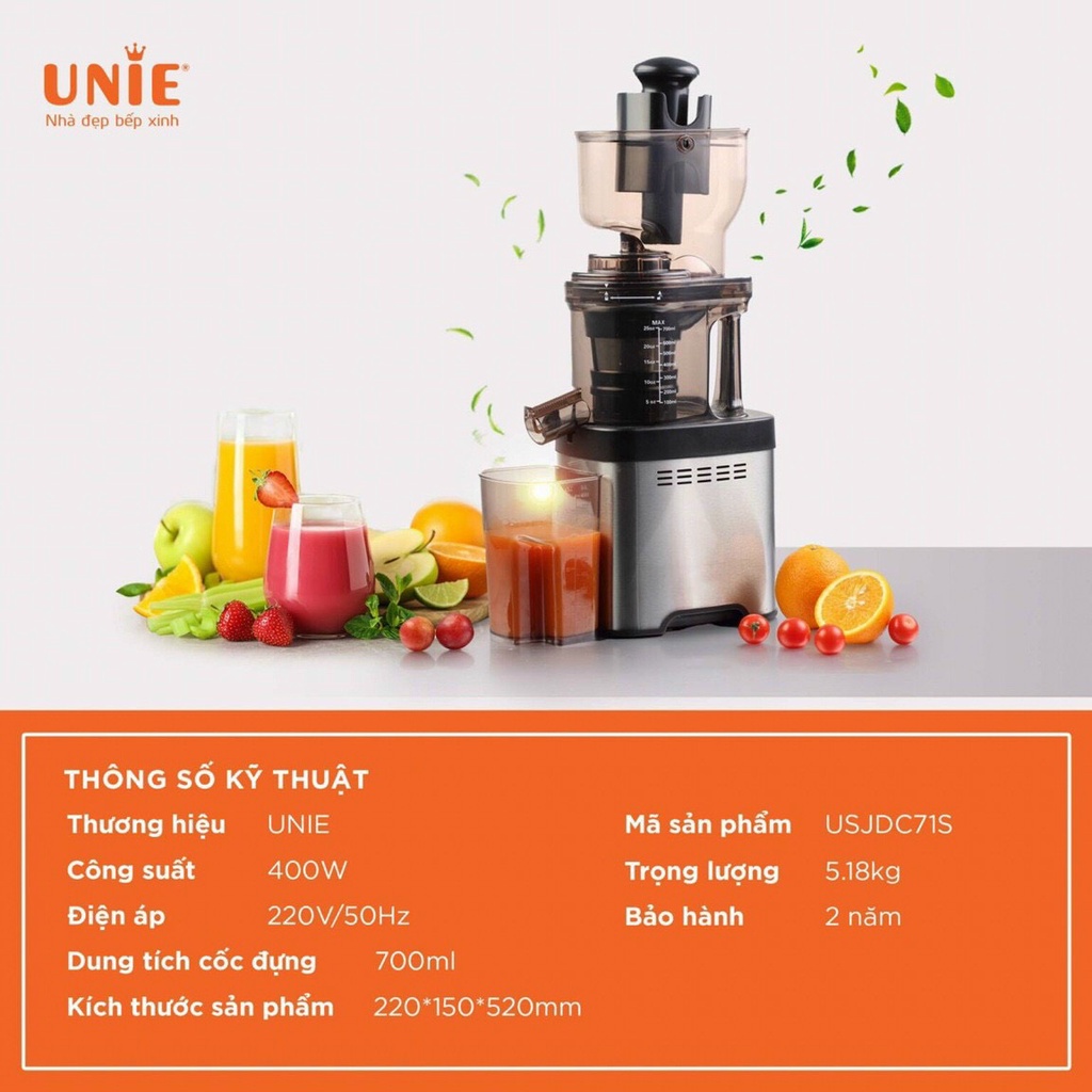 Máy Ép Trái Cây Hoa Qủa Chậm Unie 400w Hàng Chính Hãng Cao Cấp Bảo Hành 2 Năm