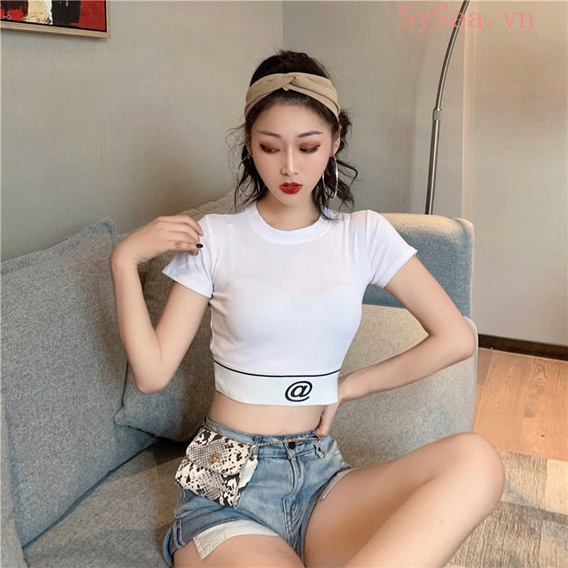 Áo lửng dệt kim ngắn tay thời trang cho nữ