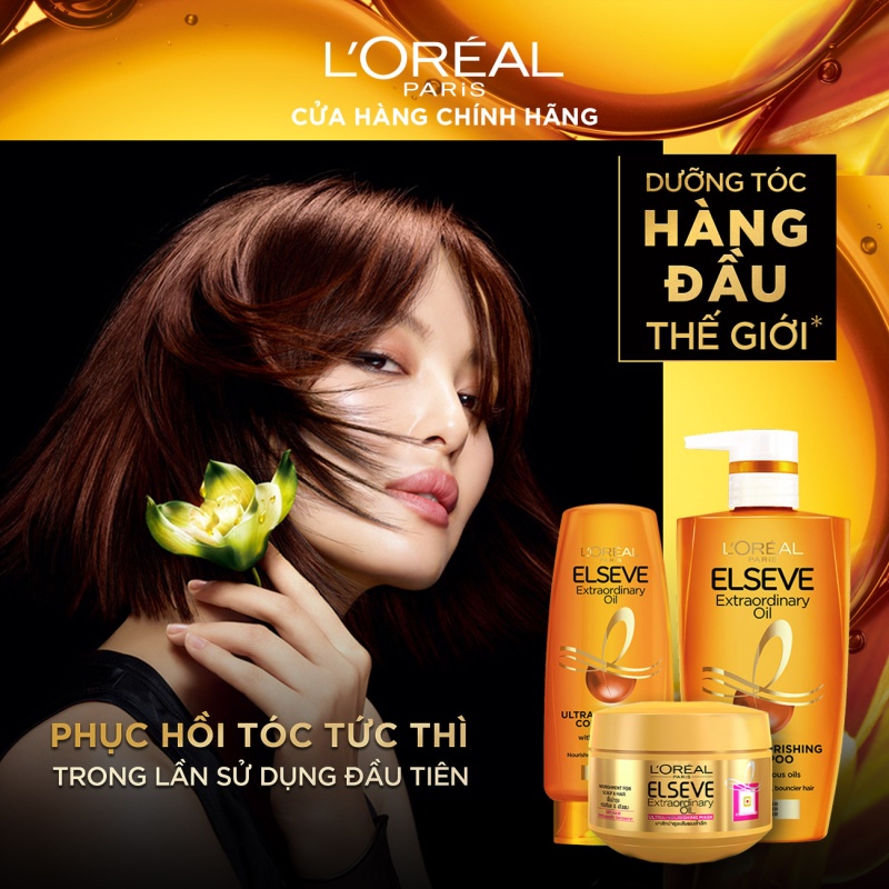 Bộ 2 dầu gội chiết xuất tinh dầu hoa tự nhiên L'Oreal Paris Elseve Extraordinary Oil 620ml