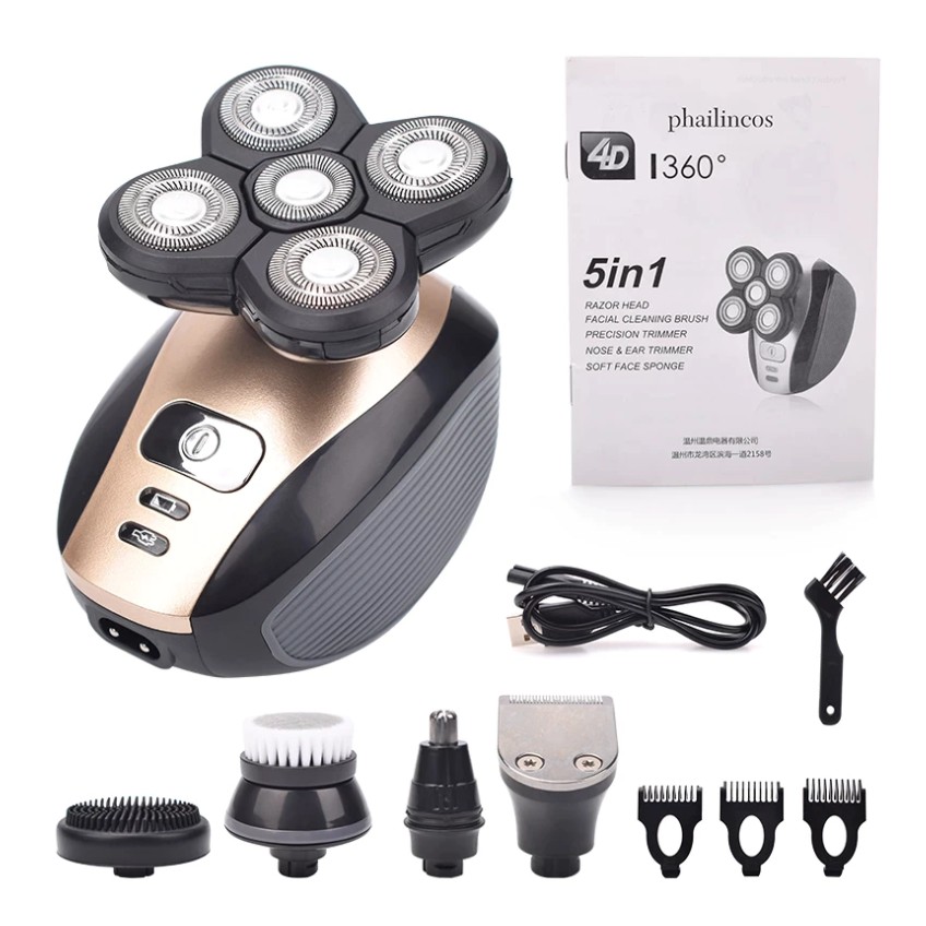 Máy Cạo Râu Cao Cấp Đa Năng 4D 5in1 - Cạo Râu. Cắt Tỉa Lông Mũi, Massage Da Mặt, Chống Thấm Nước Cao Cấp, Bảo Hành 6T