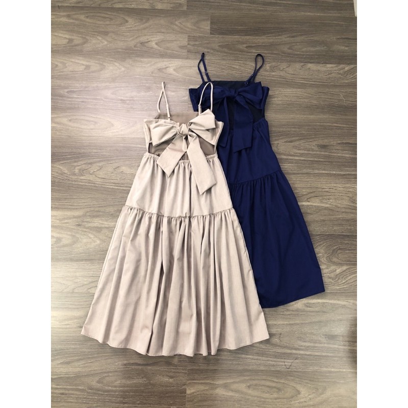 Đầm midi thắt nơ sau Hobbs.