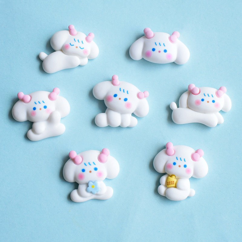 Charm (C576) slime/ Dụng Cụ Charm Trang Trí [Ko Keo &amp; Nút] Hình Bé Cún Trắng Đáng Yêu (2x2.5cm)