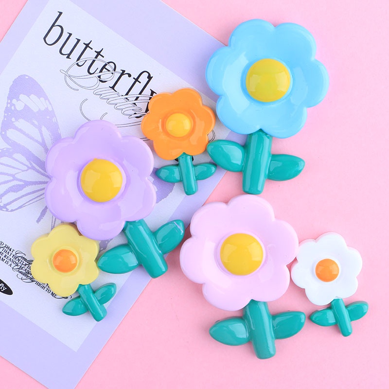 Set 5 Miếng Dán Kẹp Trang Trí Tủ Lạnh/Điện Thoại/Cốc Nước Hình Hoa Hướng Dương Bằng Nhựa Resin