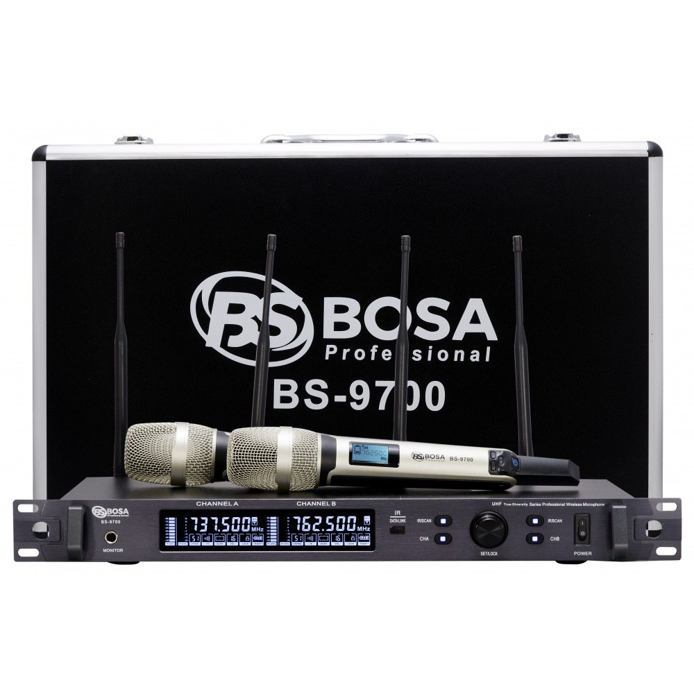 Micro Không Dây Karaoke 4 sóng Bosa BS9700 - Tặng kèm Chống Lăn