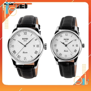 Đồng hồ đôi SKMEI 9058 dây da cao cấp, chống nước tuyệt đối,sang trọng,phong cách cổ điển,BH 12 th