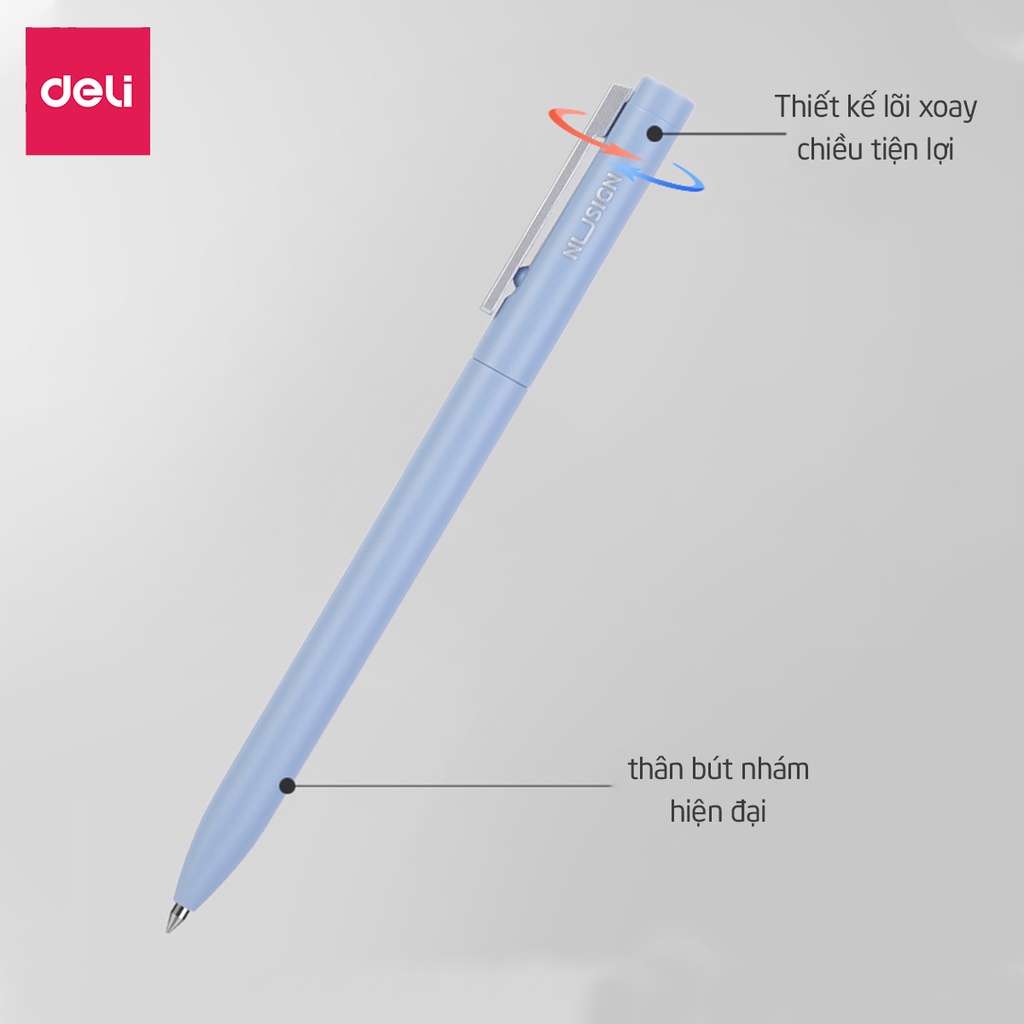 Bút gel ký Deli 0.5mm mực Đen - Chất lượng mực cao cấp, nét viết trơn tru - NS560