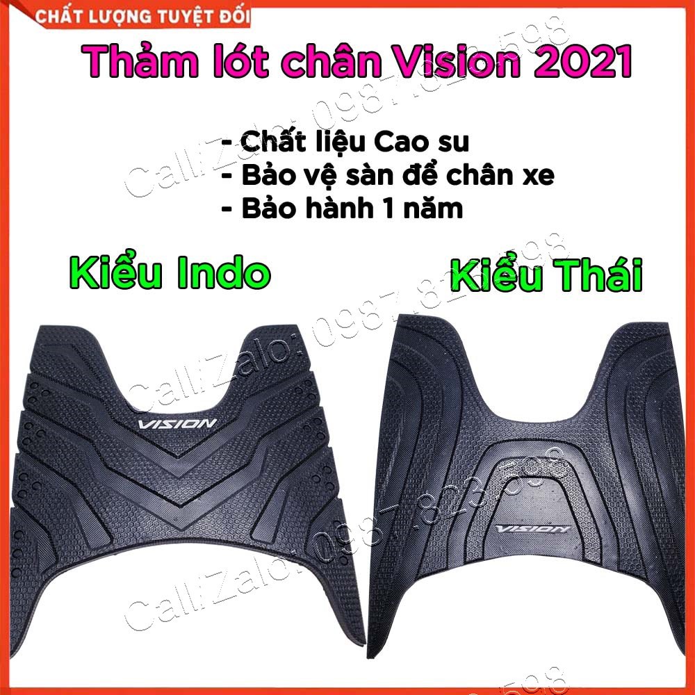Thảm Để Chân Dành Cho Xe Vision Đời 2021-22 Chất Liệu Cao Su, Miếng Lót Chân Vision 2021- 2022