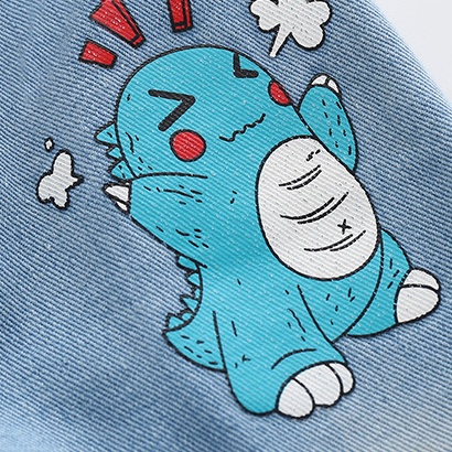 Quần short jean họa tiết khủng long thời trang mùa hè dành cho bé trai kích thước 90-130cm