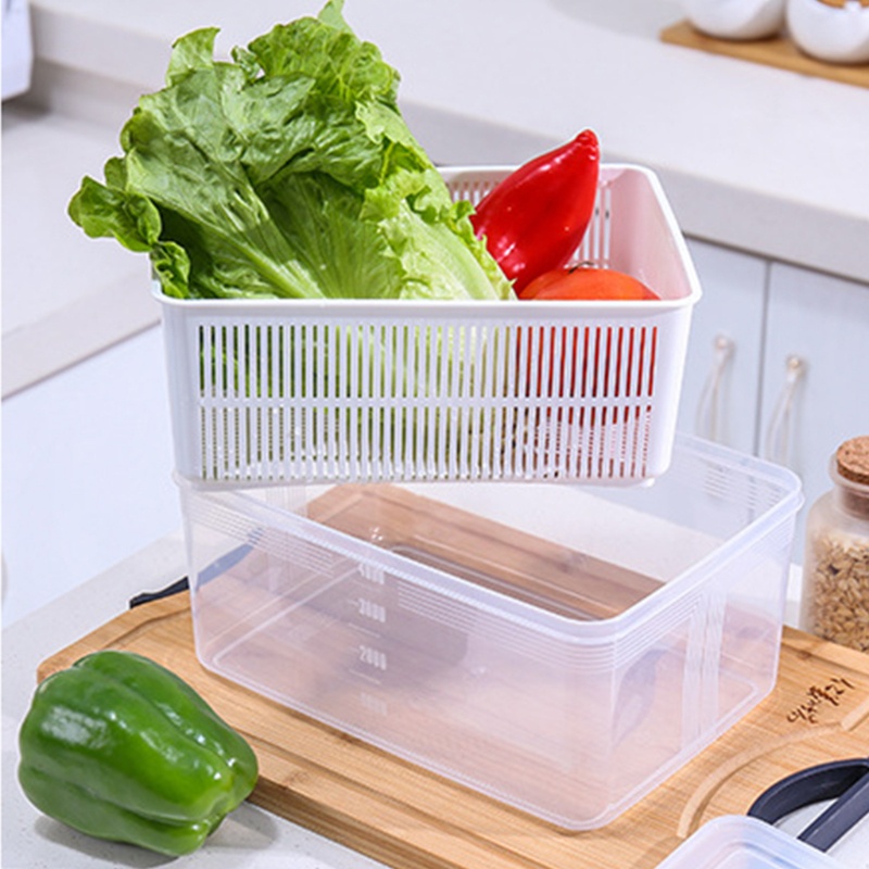 Rổ Nhựa Đựng Rau Củ Quả Đa Năng Có Nắp Đậy Cho Nhà Bếp
