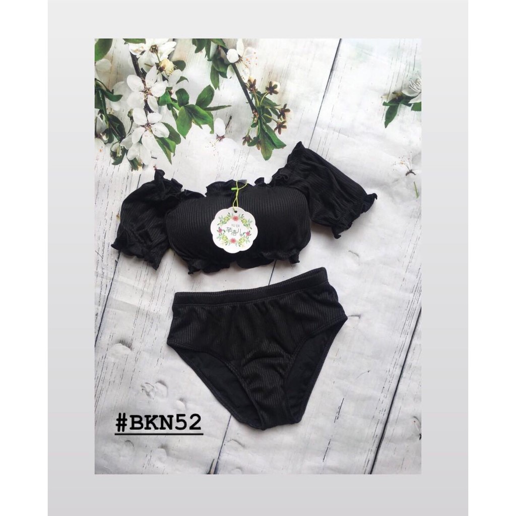 [BKN52] &lt;HÀN&gt; SET BIKINI TRỄ VAI VẢI GÂN KIỂU HÀN (CÓ GỌNG)