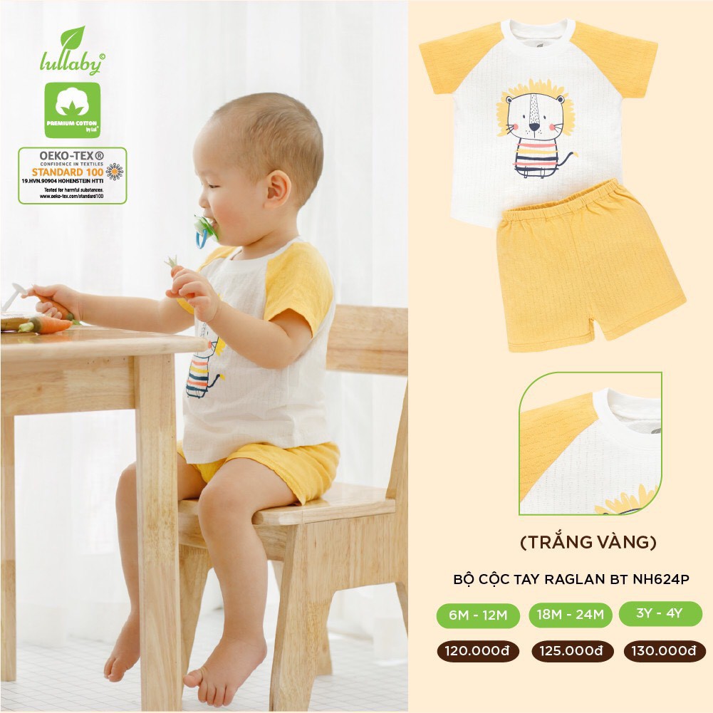 [Lullaby] Bộ Lullaby sale cộc tay Raglan bé trai/gái [NH624P-NH625P] (Sz 6m-4y)