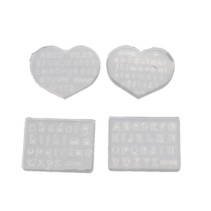 Bộ 2 Khuôn Silicone 3mm Làm Mặt Dây Chuyền Hình Chữ Cái / Số