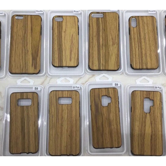 Ốp điện thoại mềm họa tiết vân gỗ bảo vệ cho S9 Plus.