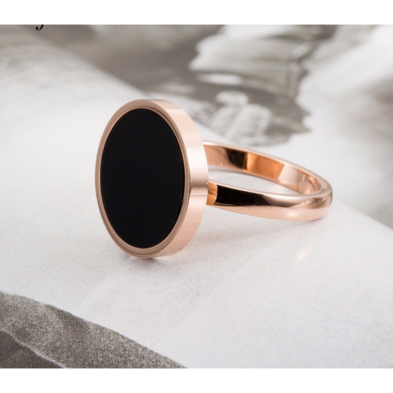 Nhẫn Hình Tròn Đen Ti Tan Cao Cấp TT 0750