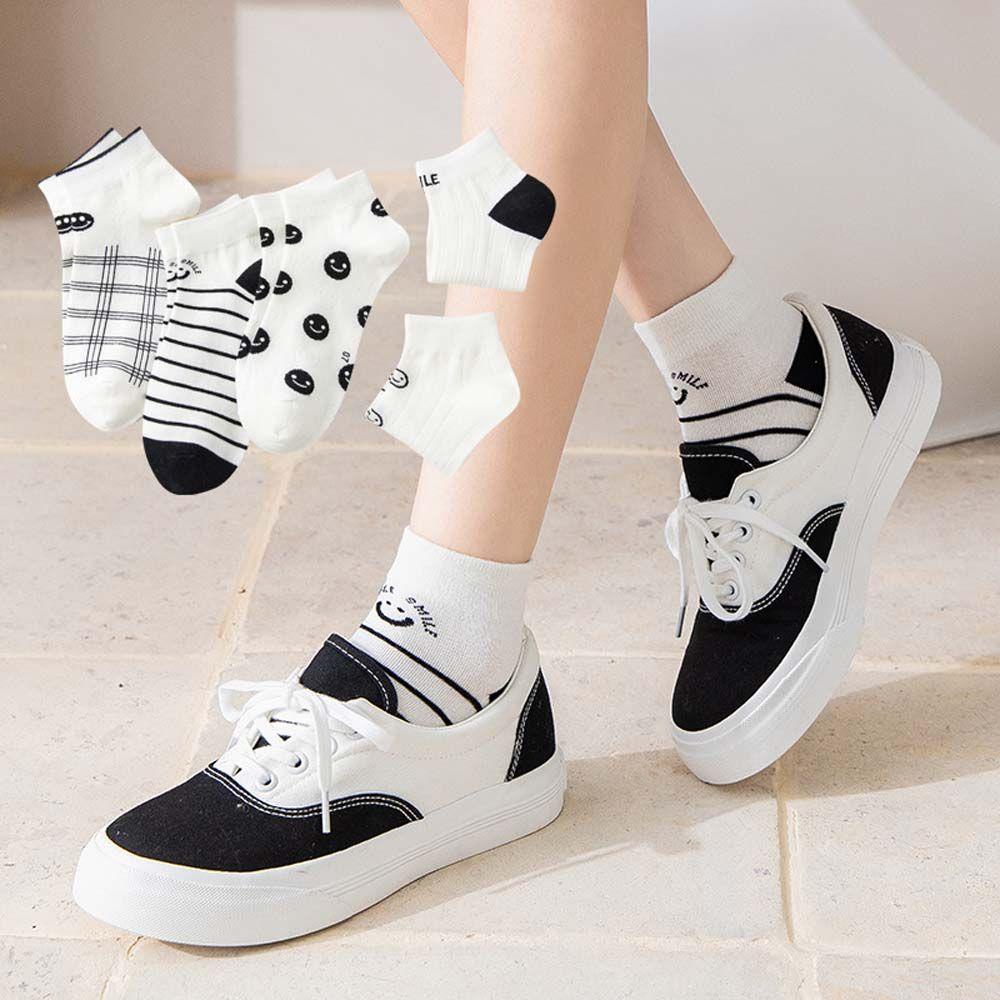 Aaron1 Vớ Cotton Cổ Thấp Thoải Mái Họa Tiết Hoạt Hình Dễ Phối Đồ
