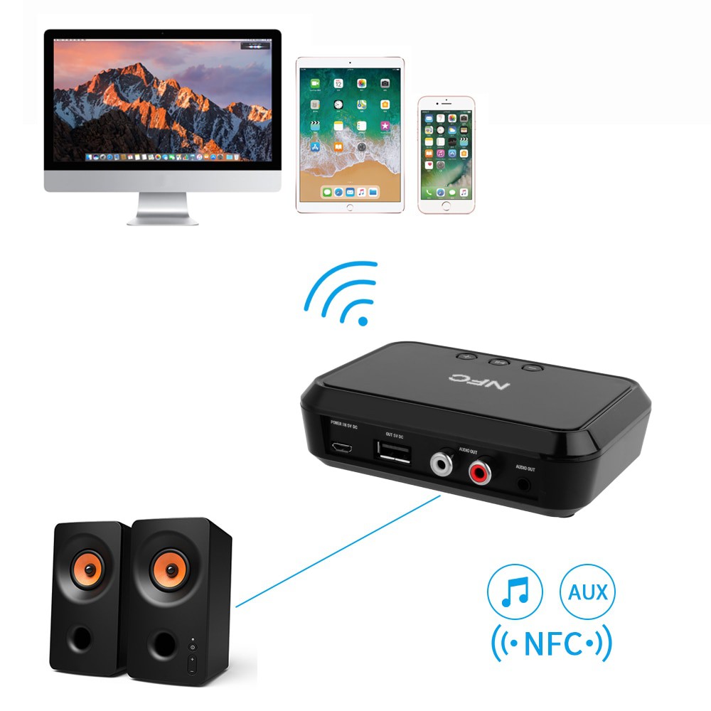 [Mã ELFLASH5 giảm 20K đơn 50K] Thiết Bị Nhận Bluetooth Cho Loa Và Amply BL-B10 NFC - Desktop Bluetooth Receiver