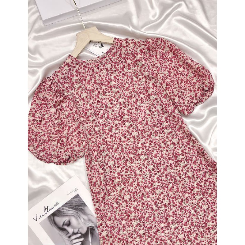 VÁY HOA NHÍ HỒNG SUÔNG TAY BỒNG HAI LỚP | BigBuy360 - bigbuy360.vn