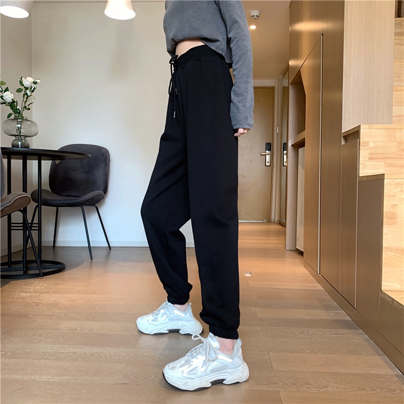 Quần thể thao ống rộng dáng dài thiết kế thời trang Hàn Quốc cho nữ