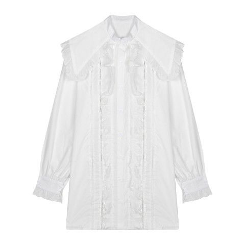 Áo Sơ Mi Trắng Tay Dài Thiết Kế Mới Phong Cách Hàn Quốc Cho Nữ 2021