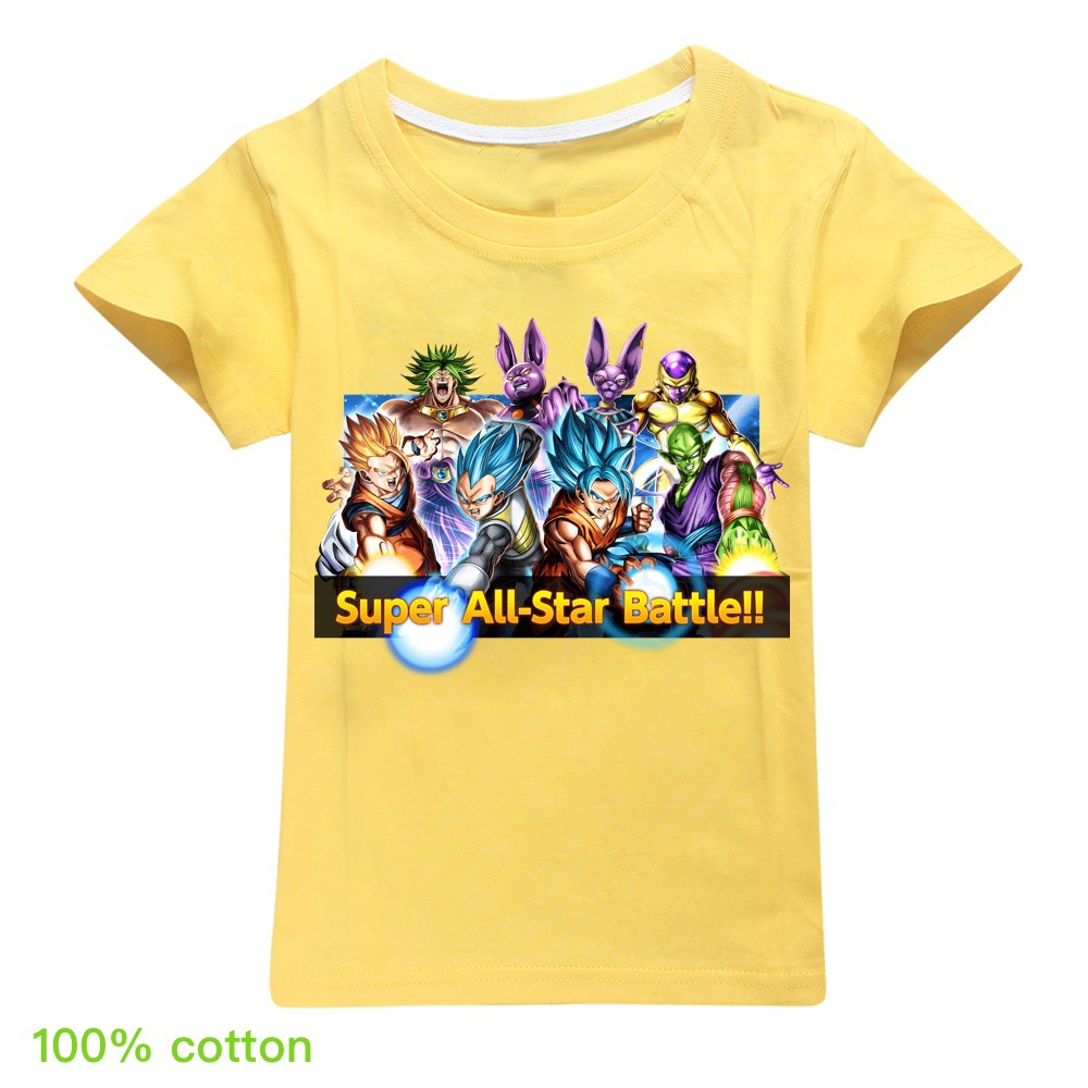 Áo Thun 100% Cotton Tay Ngắn In Hình Son Goku Dragon Ball Thời Trang Mùa Hè Cho Bé