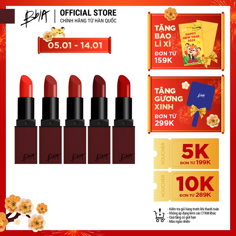 Son Thỏi Lì Bbia Last Lipstick Version 3 (5 màu) 3.5g Bbia Offical Store