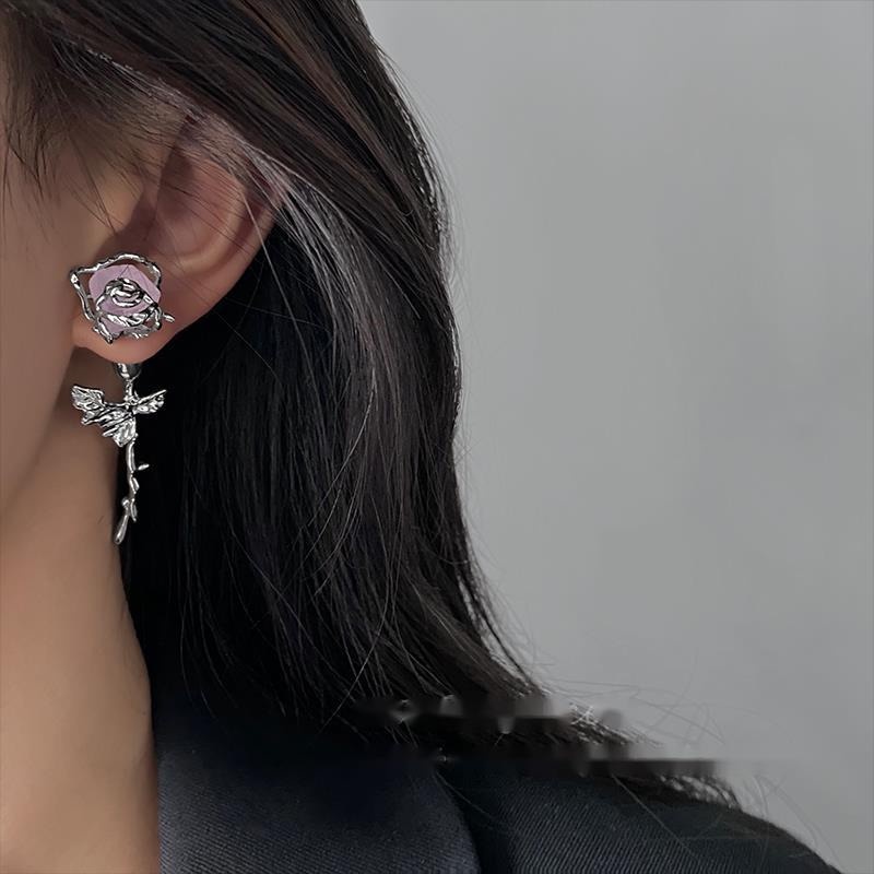 Khuyên Tai Hoa Hồng Tím Phong Cách Hàn Quốc Mới Cho Nữ