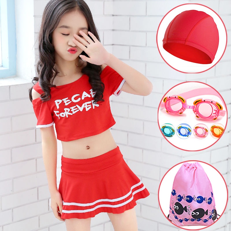 Áo tắm trẻ em Cô gái Thể thao Bộ tách hai mảnh Princess Cute One - Bộ đồ bơi suối nước nóng dành cho trẻ em CUHK của học