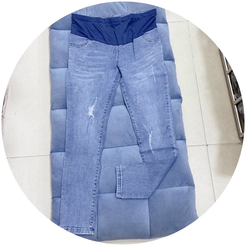 QUẦN BÒ BẦU DÀI MÀU XANH - QUẦN JEANS DÀI BẦU